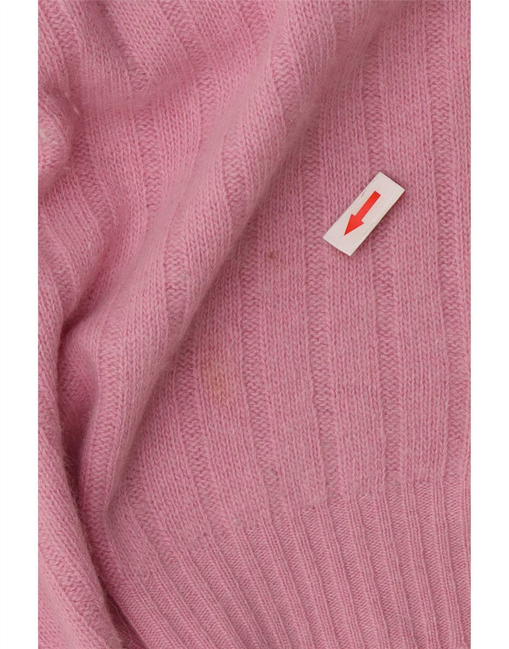 Suéter feminino vintage com gola redonda Reino Unido 14 rosa médio