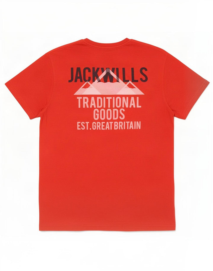 Camiseta gráfica masculina Jack Wills Top médio algodão vermelho