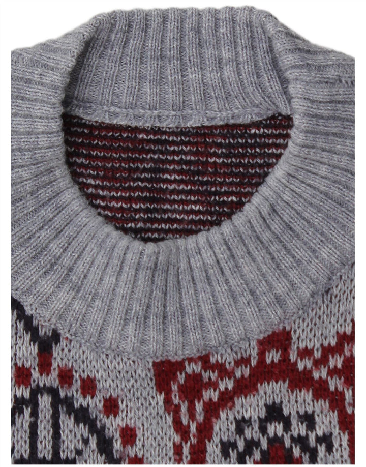 Suéter masculino VINTAGE com gola redonda, médio azul Fair Isle