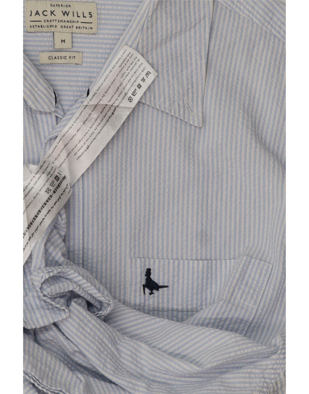 Camisa masculina Jack Wills Classic Fit algodão listrado azul médio
