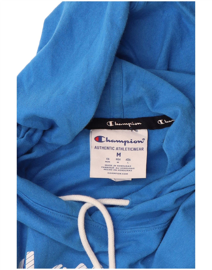 CHAMPION Top gráfico masculino com capuz manga comprida algodão azul médio