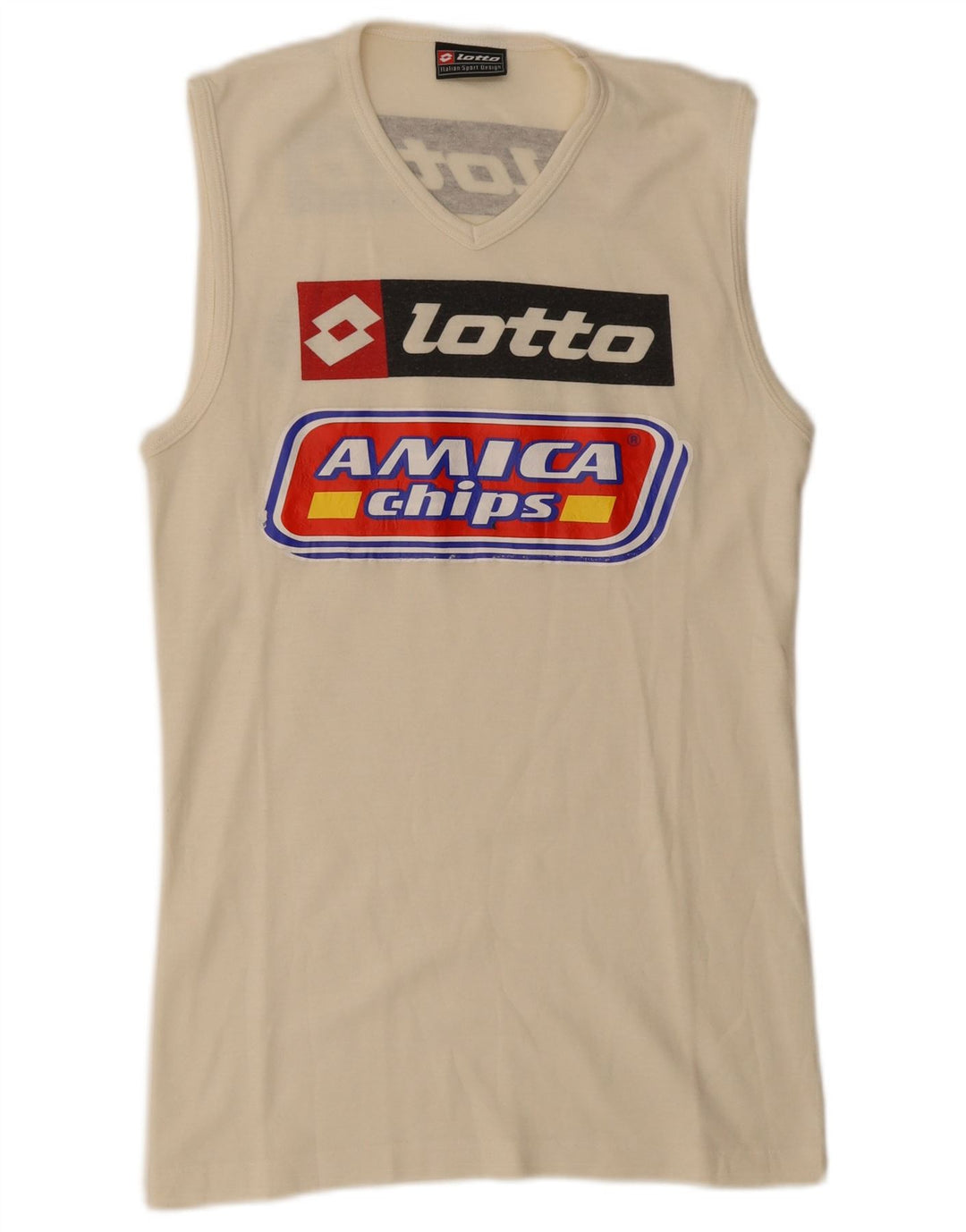 Lotto Mens Graphic Vest Top Pequeno Algodão Off White