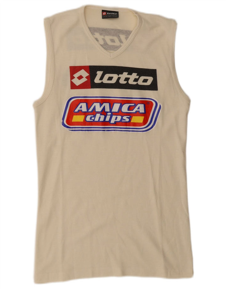 Lotto Mens Graphic Vest Top Pequeno Algodão Off White