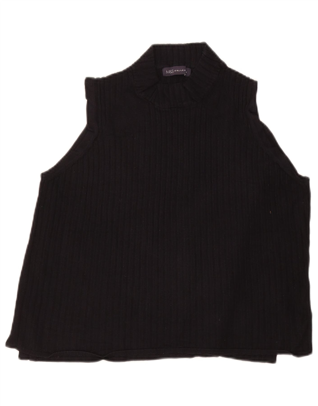 Top curto feminino sem mangas Marks & Spencer UK 20 2XL preto viscose