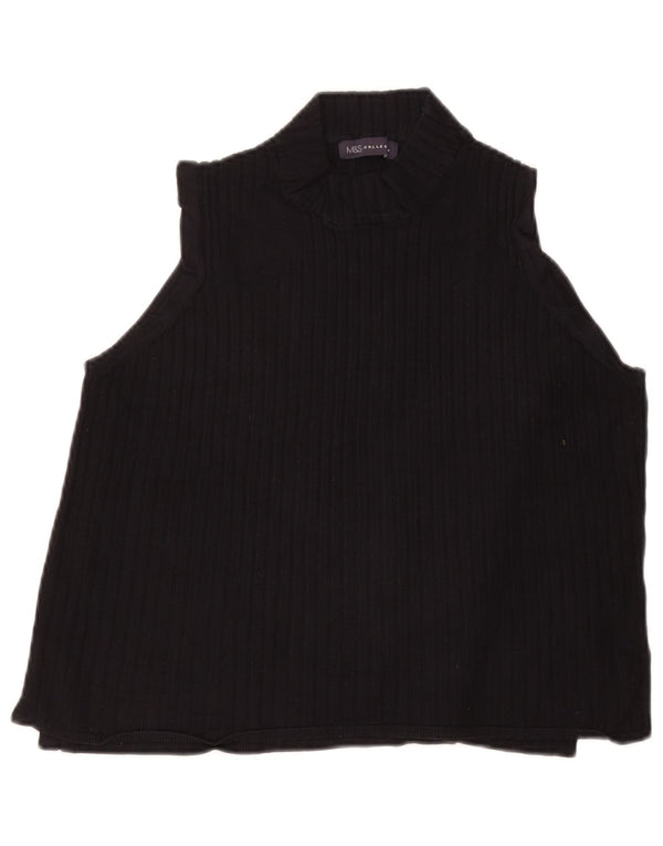 Top curto feminino sem mangas Marks & Spencer UK 20 2XL preto viscose