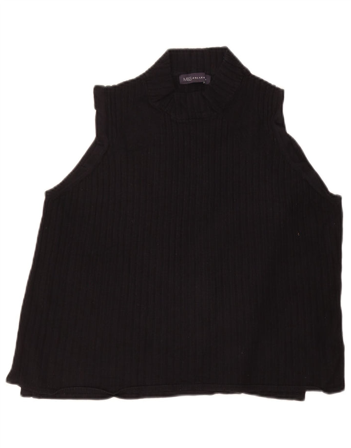 Top curto feminino sem mangas Marks & Spencer UK 20 2XL preto viscose