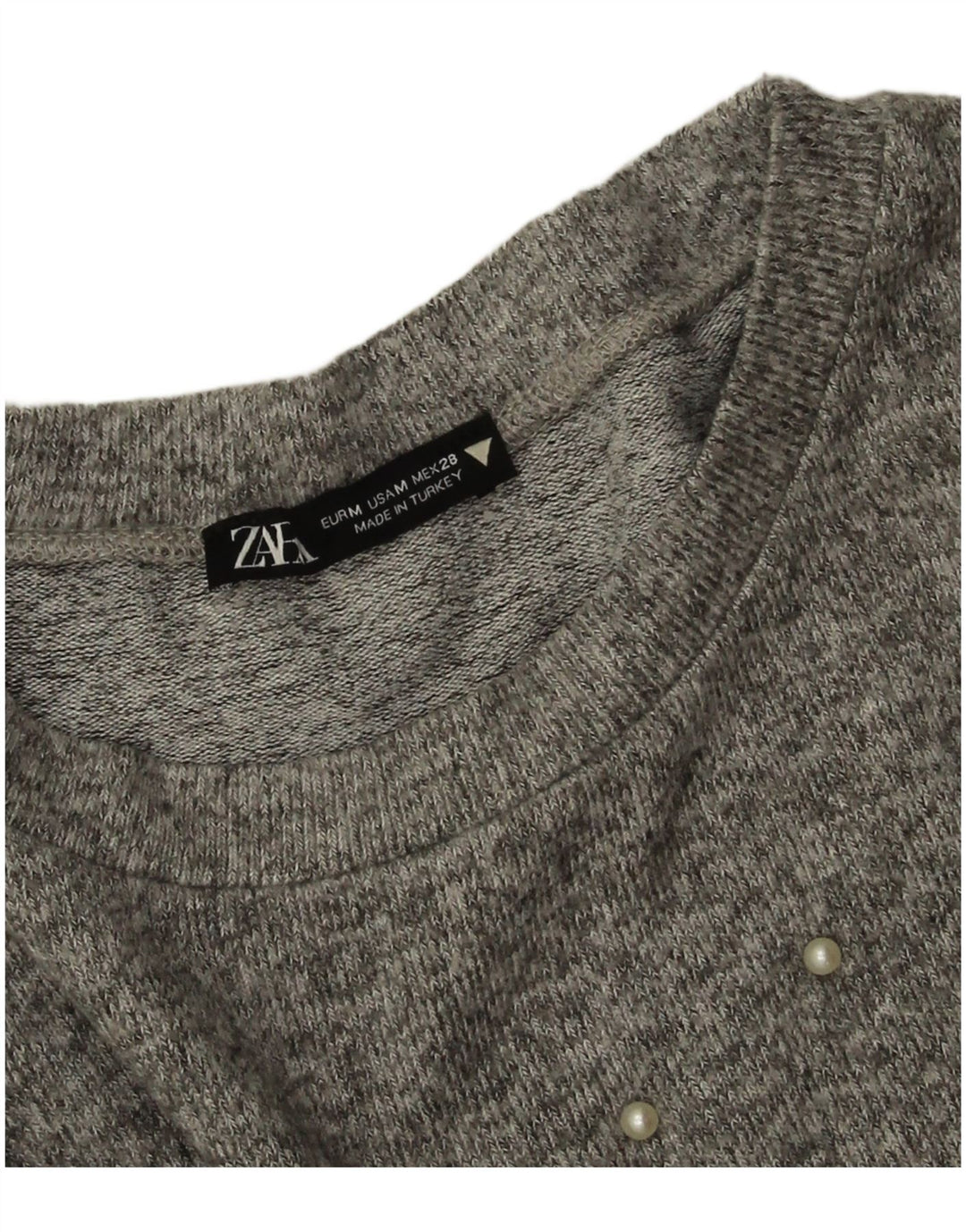 Zara Suéter feminino oversized com gola redonda Reino Unido 14 cinza médio