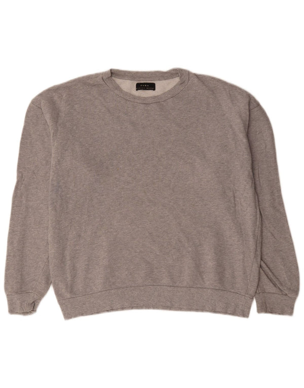 Zara moletom masculino jumper médio cinza algodão manchado