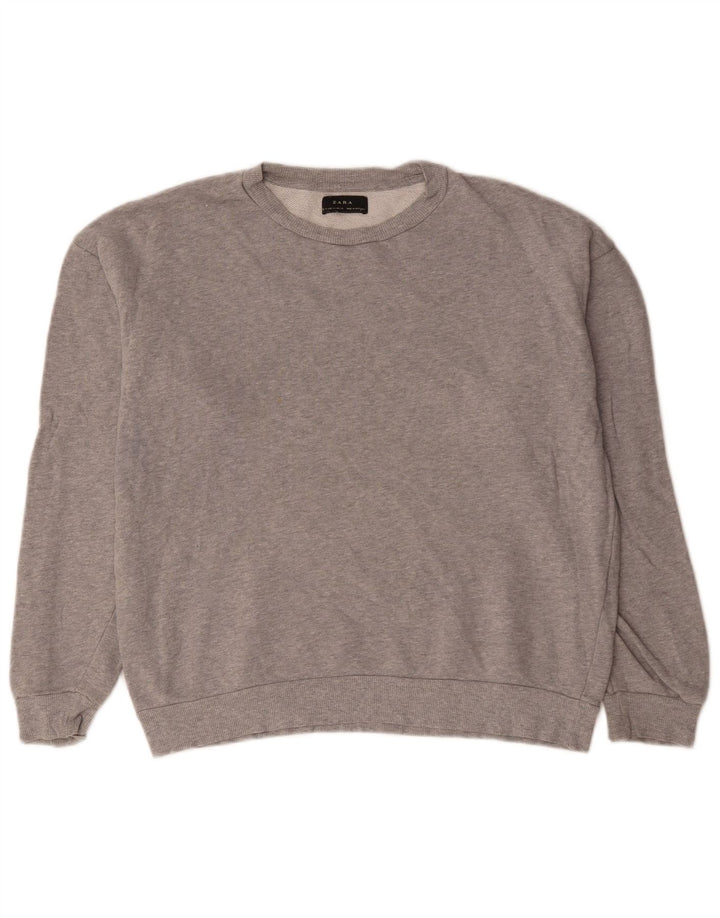 Zara moletom masculino jumper médio cinza algodão manchado