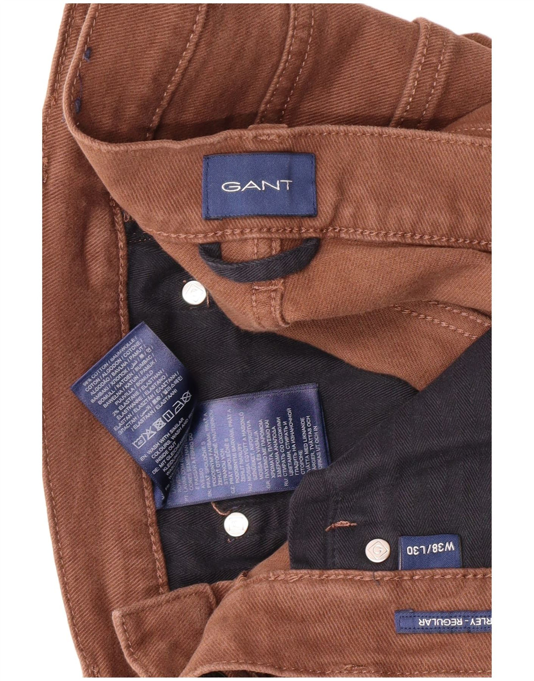 GANT Calça masculina reta casual W38 L30 algodão marrom