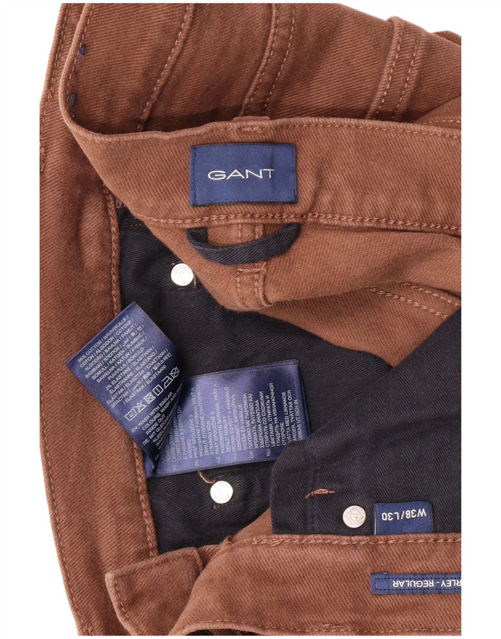 GANT Calça masculina reta casual W38 L30 algodão marrom