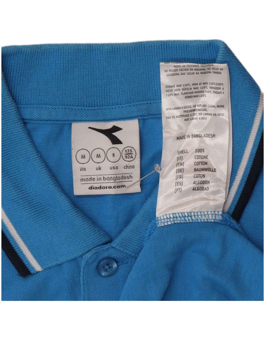 Camisa polo masculina Diadora algodão azul médio