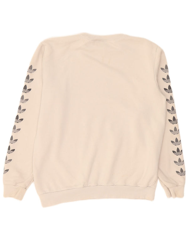 Adidas Mens Graphic Moletom Jumper Médio Bege Algodão