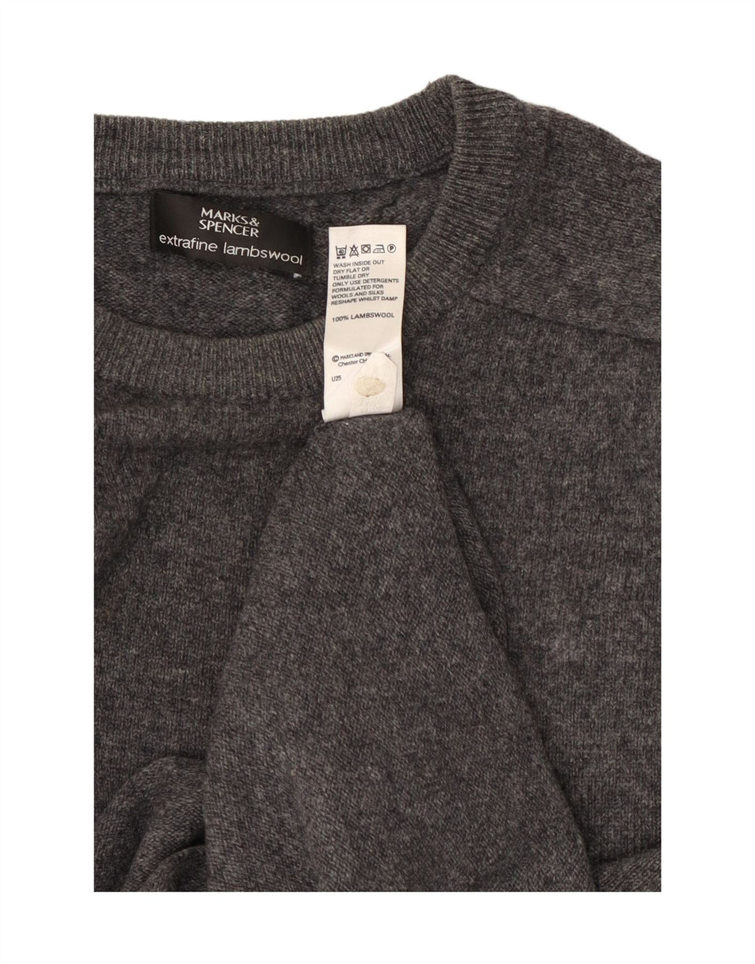 Suéter masculino Marks & Spencer com gola redonda XL lã cinza