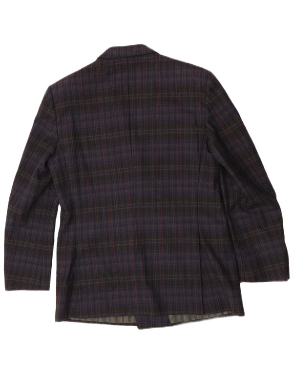 Jaqueta blazer masculina Pal Zileri com peito duplo IT 50 grande xadrez azul marinho