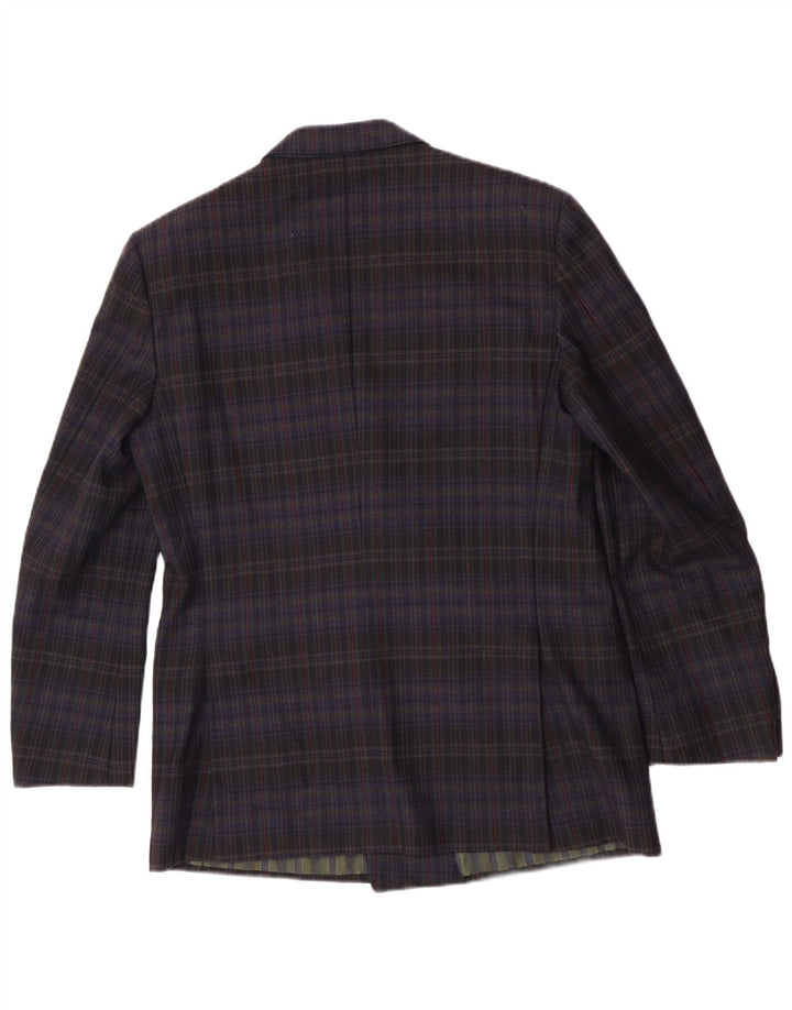 Jaqueta blazer masculina Pal Zileri com peito duplo IT 50 grande xadrez azul marinho