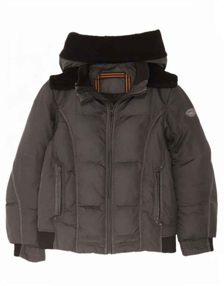 Jaqueta bomber acolchoada masculina Gas com capuz UK 42 XL cinza