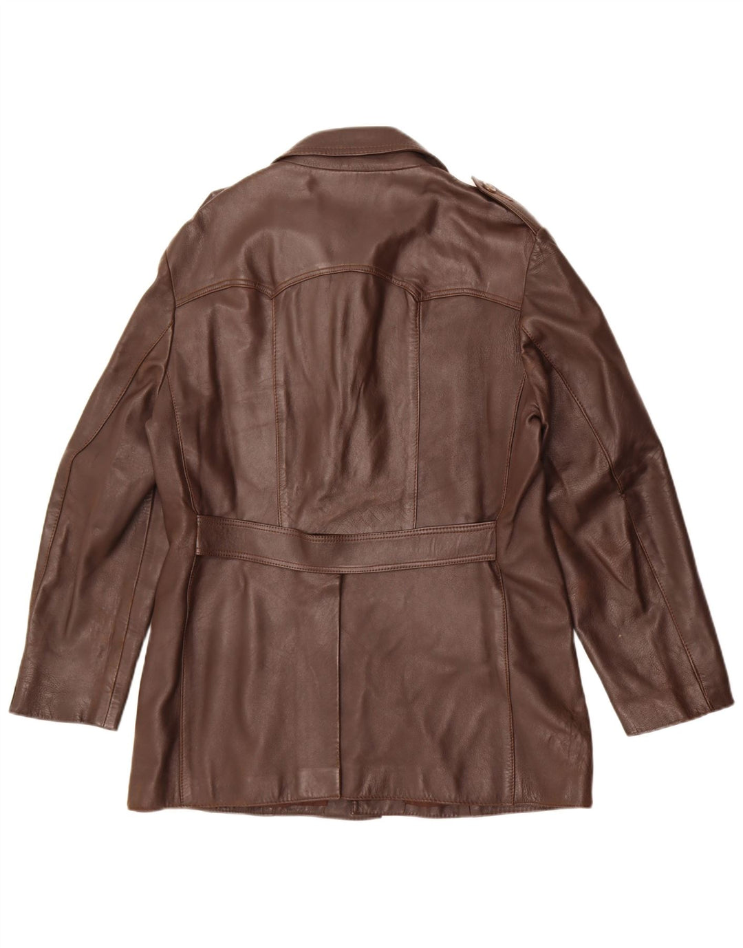 Jaqueta de couro militar masculina vintage UK 36 pequena marrom