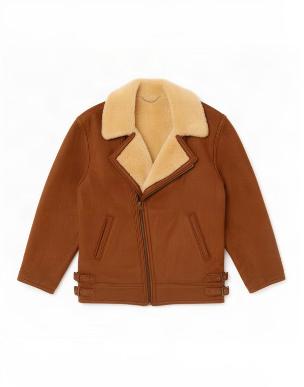 Jaqueta Shearling Feminina Vintage Reino Unido 14 Grande Marrom