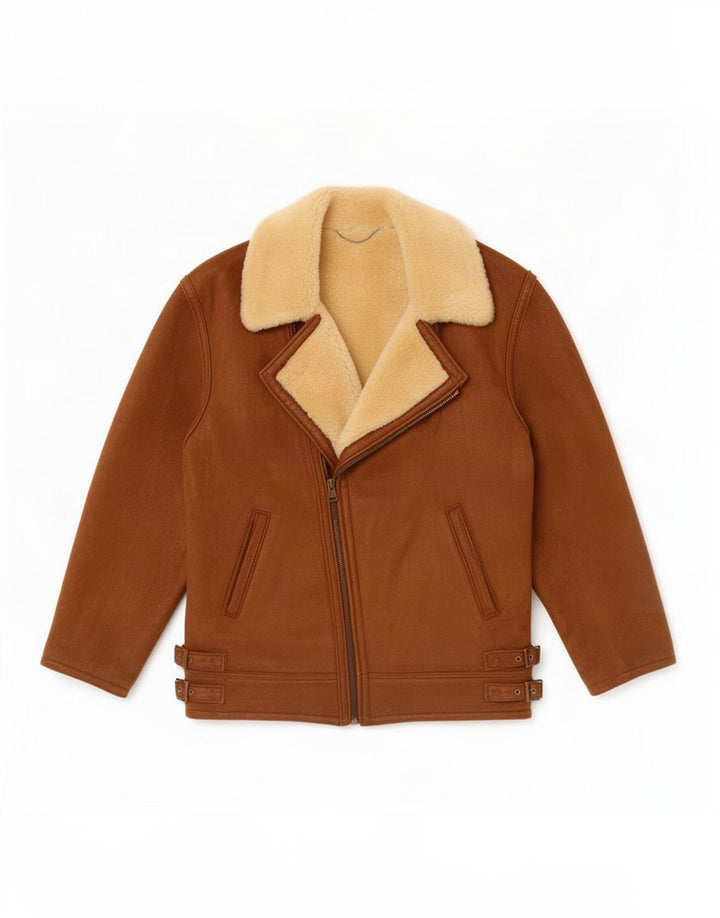 Jaqueta Shearling Feminina Vintage Reino Unido 14 Grande Marrom