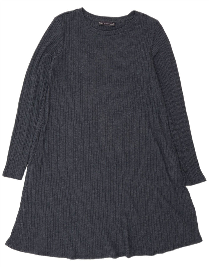 Vestido jumper feminino Marks & Spencer Reino Unido 12 poliéster azul marinho médio