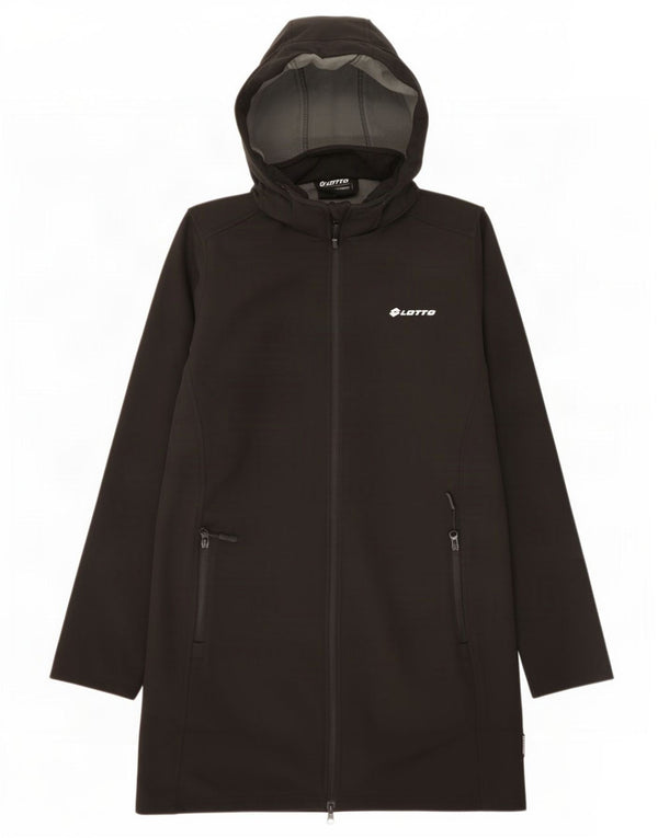 Casaco corta-vento feminino com capuz Lotto UK 16 grande poliéster preto