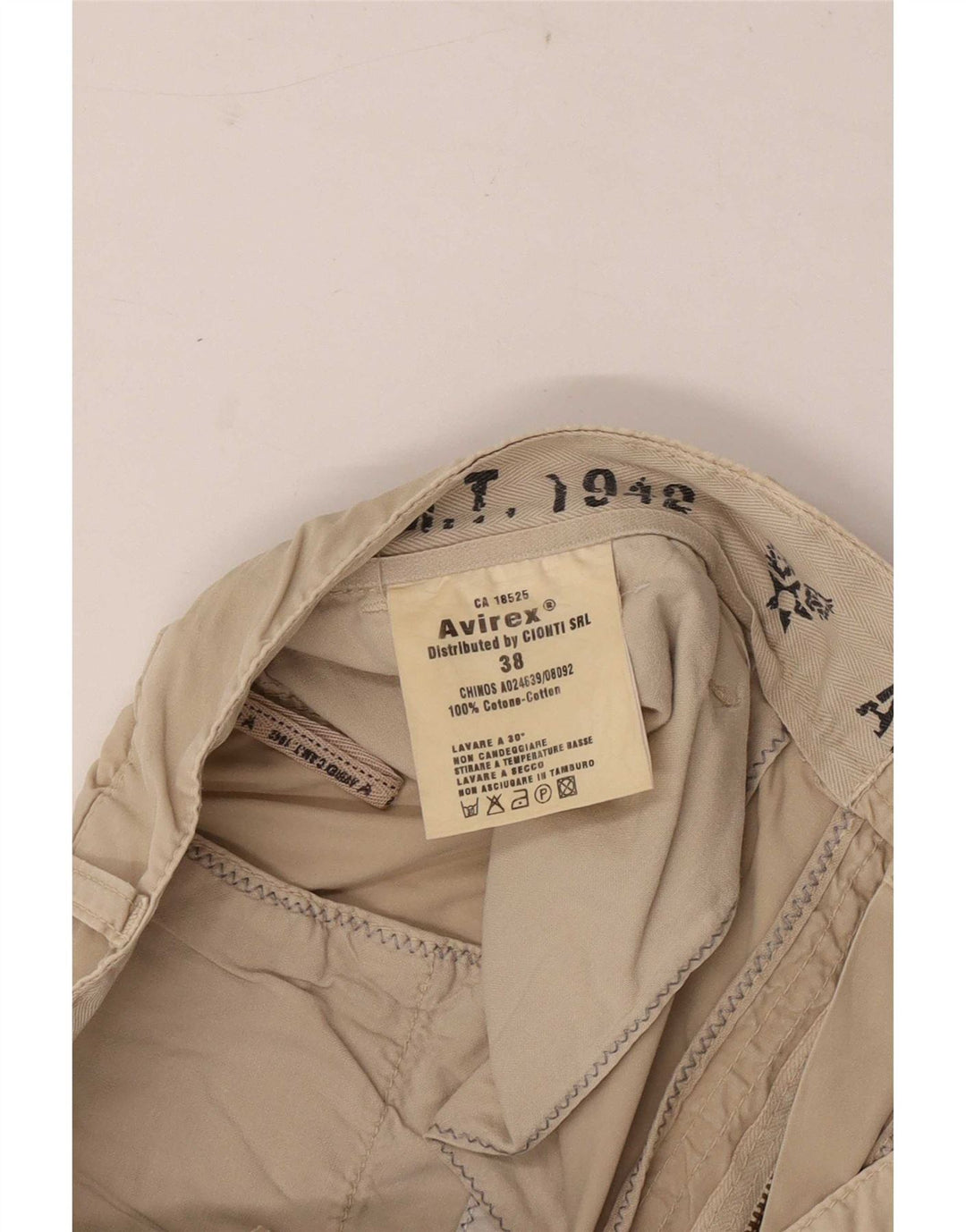 Calça Chino Masculina Regular Avirex W38 L32 Algodão Cáqui