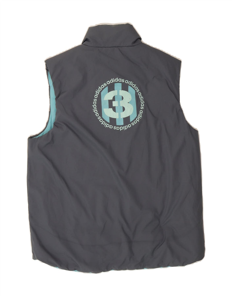 ADIDAS Mens Graphic Reversible Padded Gilet UK 38 Medium Grey Colourblock Vintage Adidas and Second-Hand Adidas from Messina Hembry 
