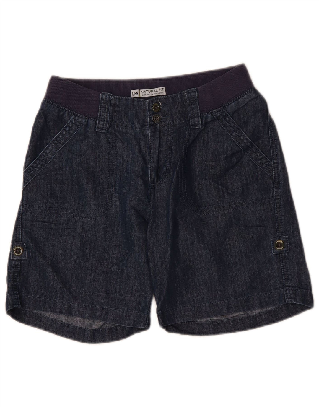 Shorts chino feminino LEE Natural Fit W28 algodão azul marinho médio