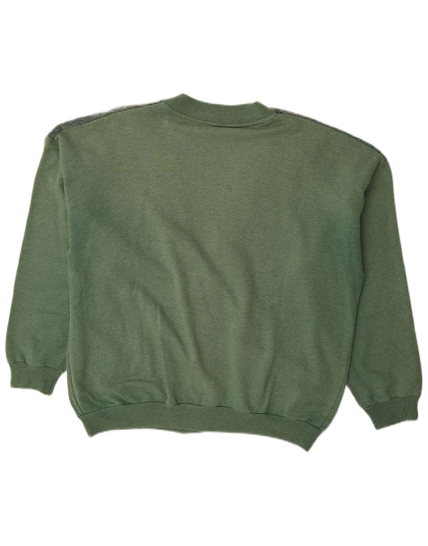 Suéter Cardigan Masculino Vintage XL Verde Colorblock Algodão
