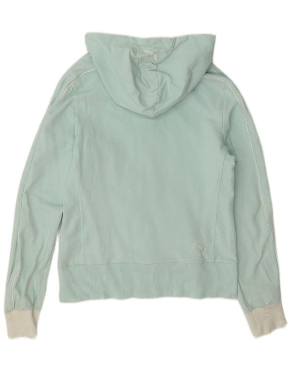 Suéter feminino Puma com capuz e zíper Reino Unido 10 pequeno turquesa colorblock algodão