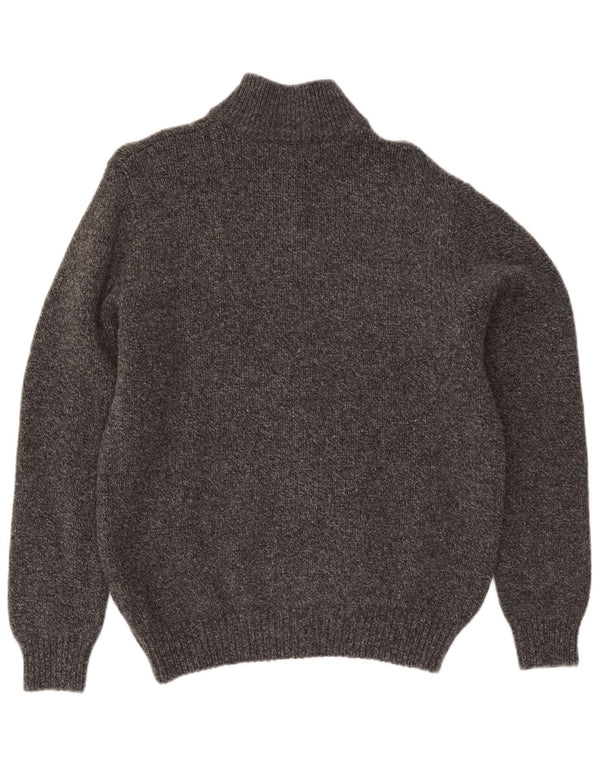 Suéter cardigã masculino L.L.Bean lã de cordeiro manchada cinza médio