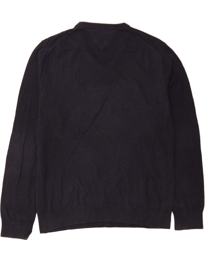 TOMMY HILFIGER Mens V-Neck Jumper Sweater XL Navy Blue Cotton Vintage Tommy Hilfiger and Second-Hand Tommy Hilfiger from Messina Hembry 