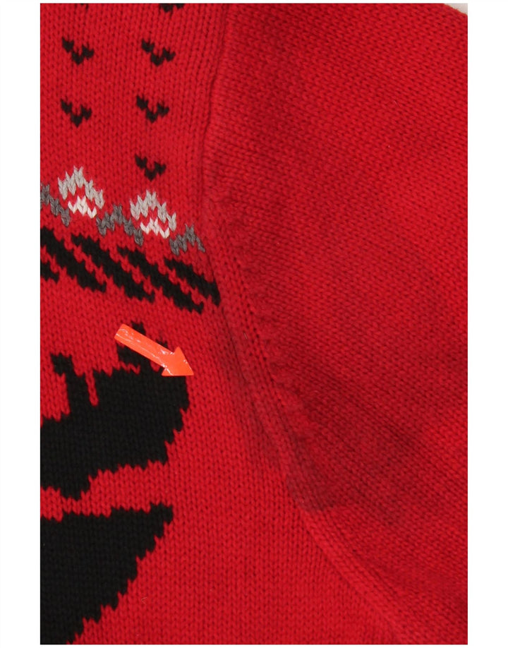 Suéter masculino Chaps com zíper e gola grande, algodão vermelho Fair Isle