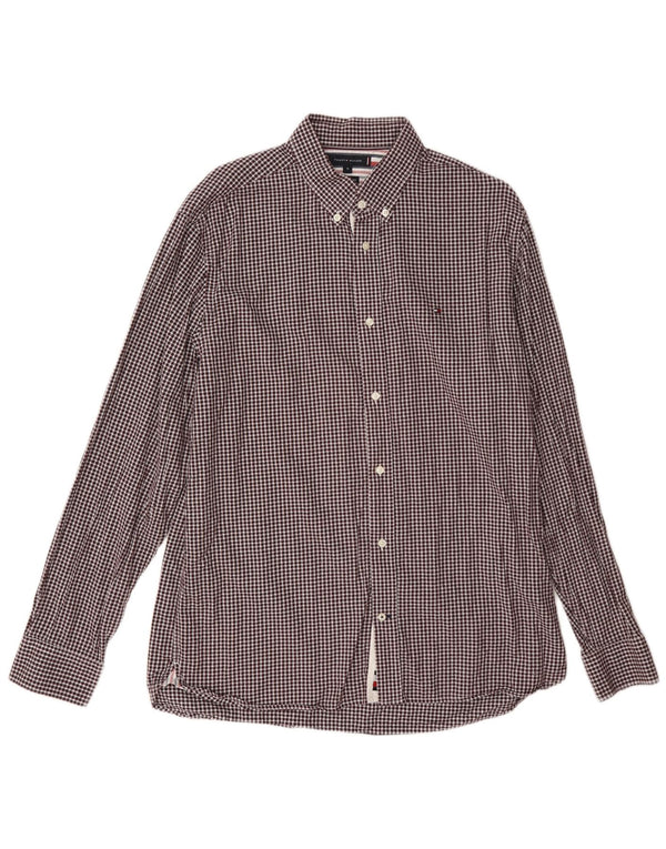 Camisa masculina de flanela Tommy Hilfiger XL Borgonha algodão guingão