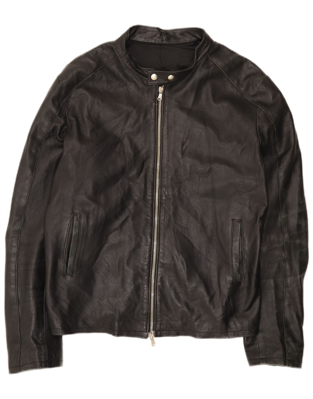 Jaqueta de couro masculina vintage UK 44 2XL preta