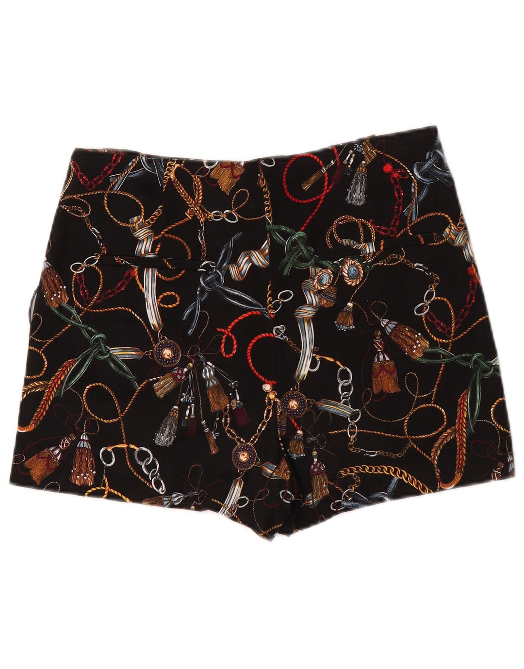 Shorts chino feminino Zara com estampa abstrata de cintura alta médio W28 preto