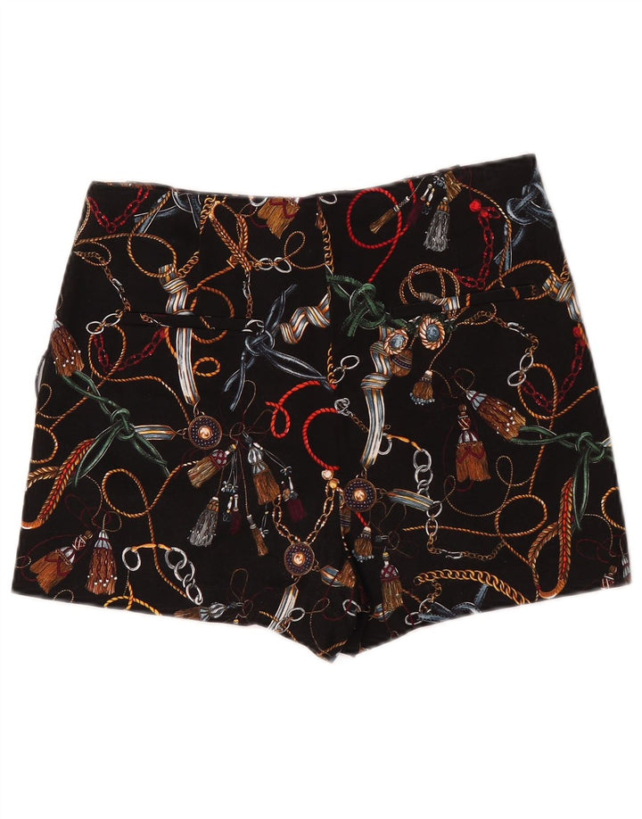 Shorts chino feminino Zara com estampa abstrata de cintura alta médio W28 preto