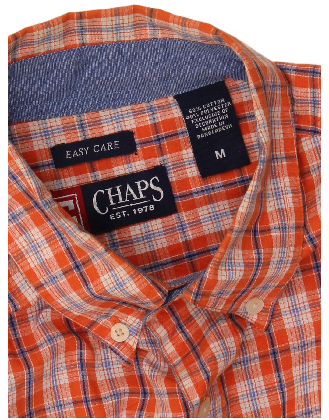 Camisa masculina CHAPS de algodão xadrez laranja médio