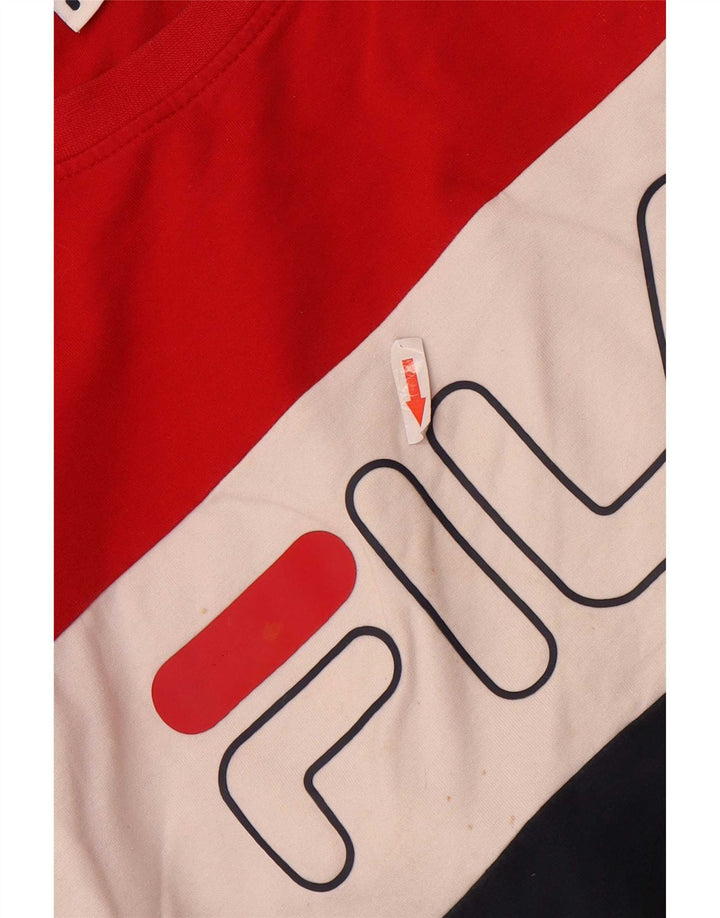 Fila Moletom Gráfico Masculino Jumper Pequeno Multicolorido Colorblock Algodão