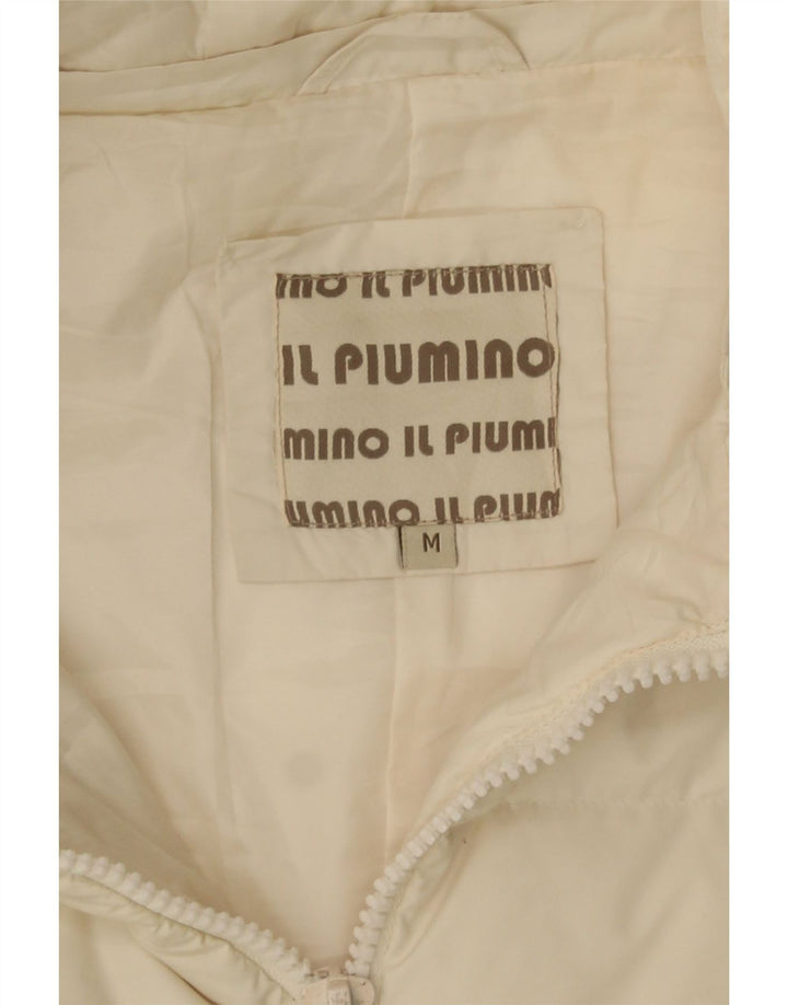 Casaco acolchoado com capuz feminino VINTAGE UK 14 poliéster branco médio