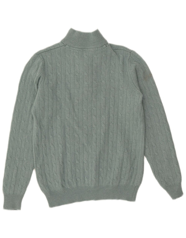 Crew Clothing Masculino Zip Neck Jumper Suéter Pequeno Lã Verde
