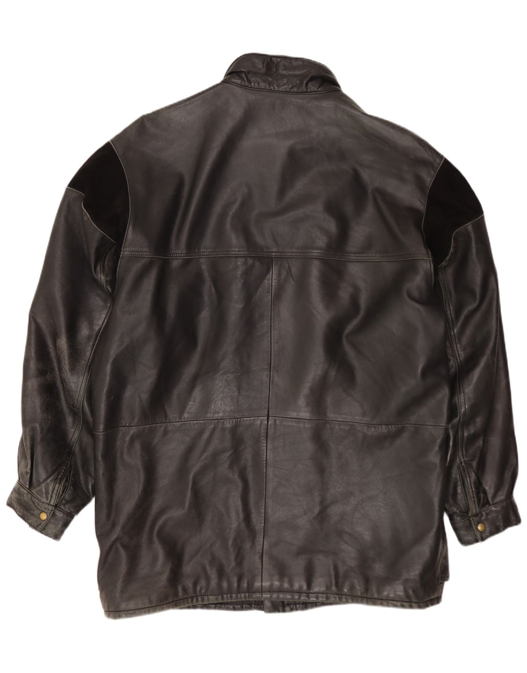 Jaqueta de couro masculina vintage UK 40 grande preta