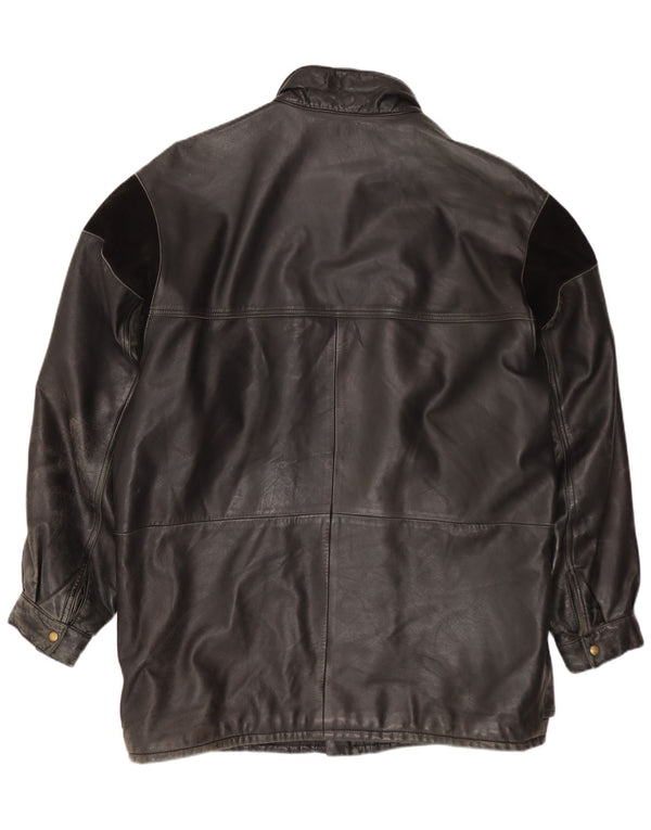Jaqueta de couro masculina vintage UK 40 grande preta
