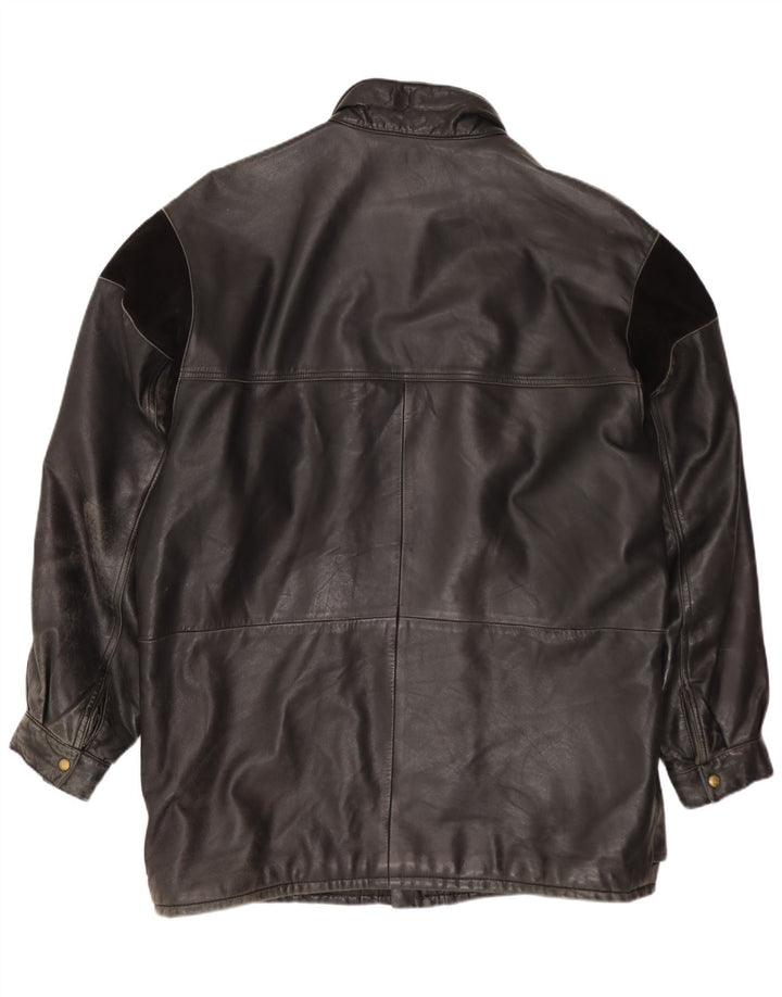 Jaqueta de couro masculina vintage UK 40 grande preta