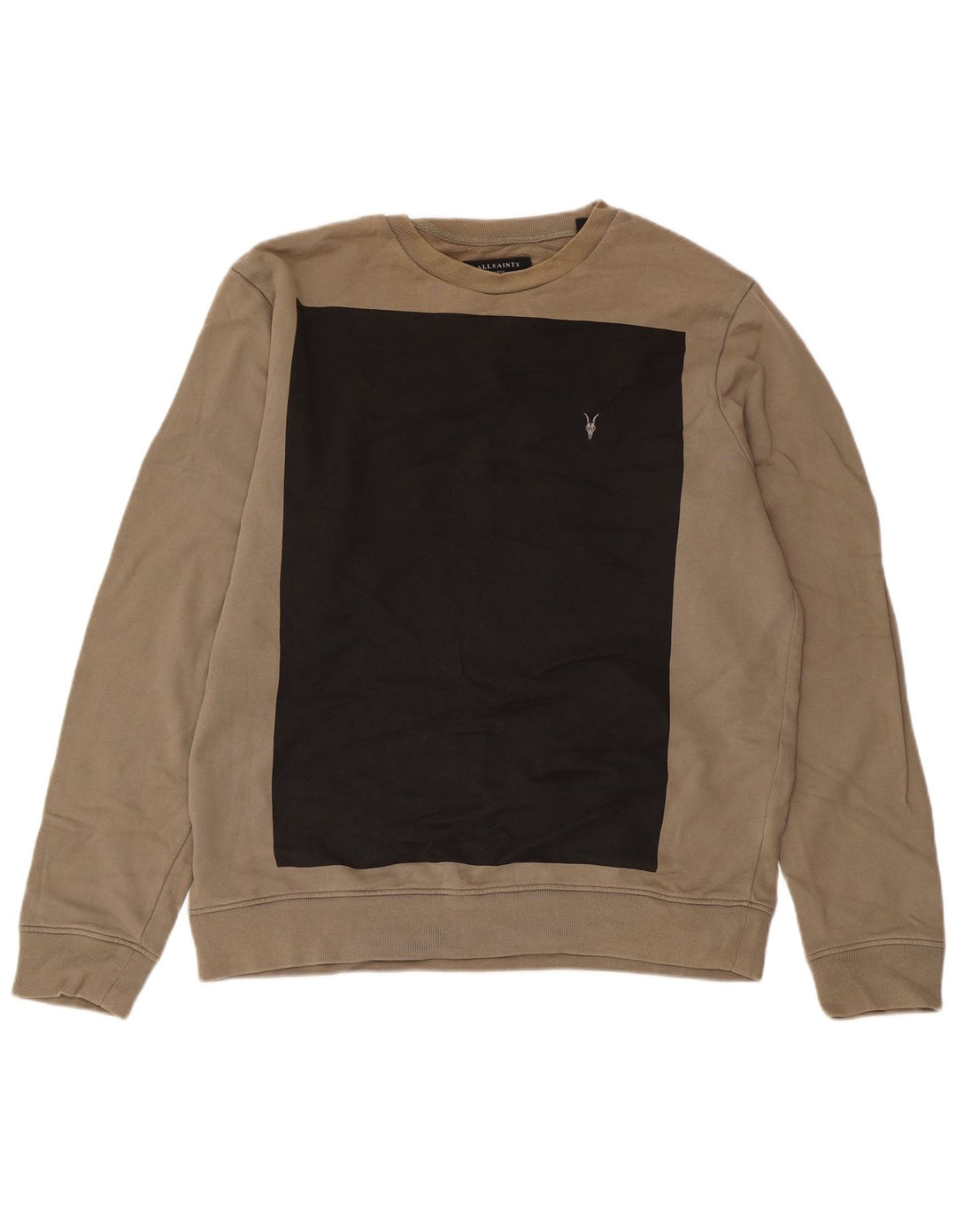 All Saints moletom masculino jumper grande bege colorblock algodão