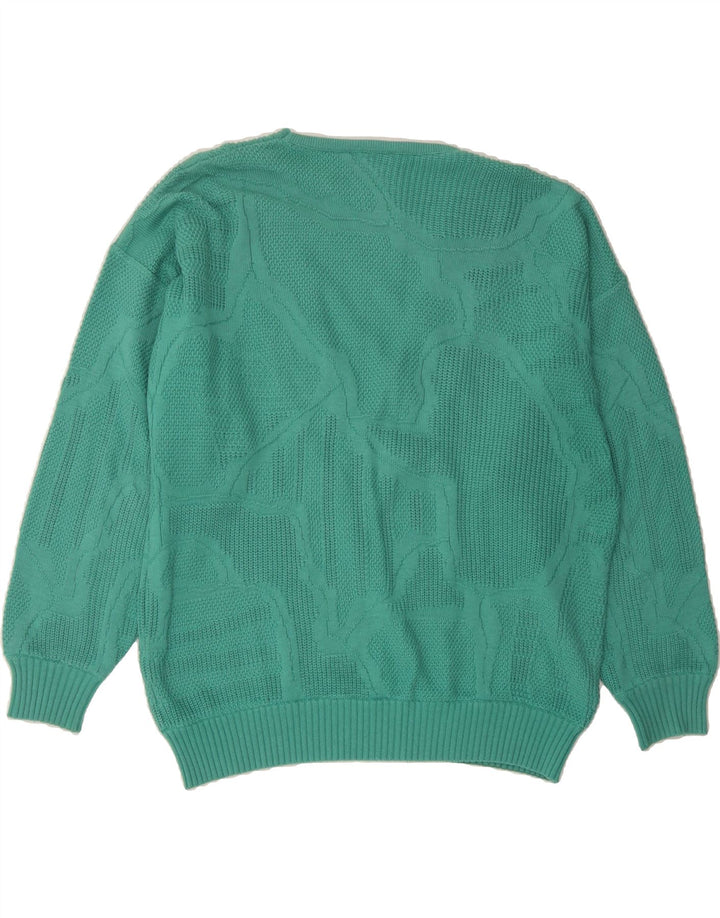 VINTAGE Womens V-Neck Jumper Sweater IT 50 XL Green Cotton Vintage Vintage and Second-Hand Vintage from Messina Hembry 