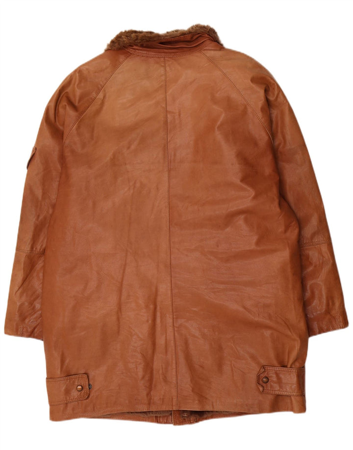 Casaco de couro Sherpa masculino Mirella Reino Unido 44 2XL couro marrom