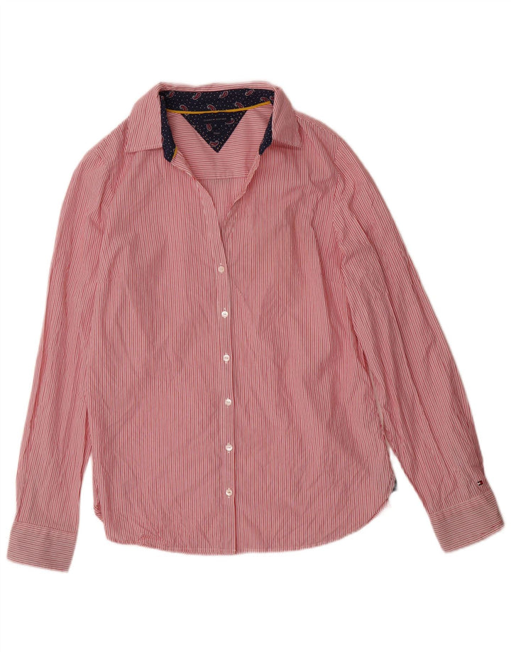 Camisa justa feminina Tommy Hilfiger EUA 12 listras vermelhas grandes
