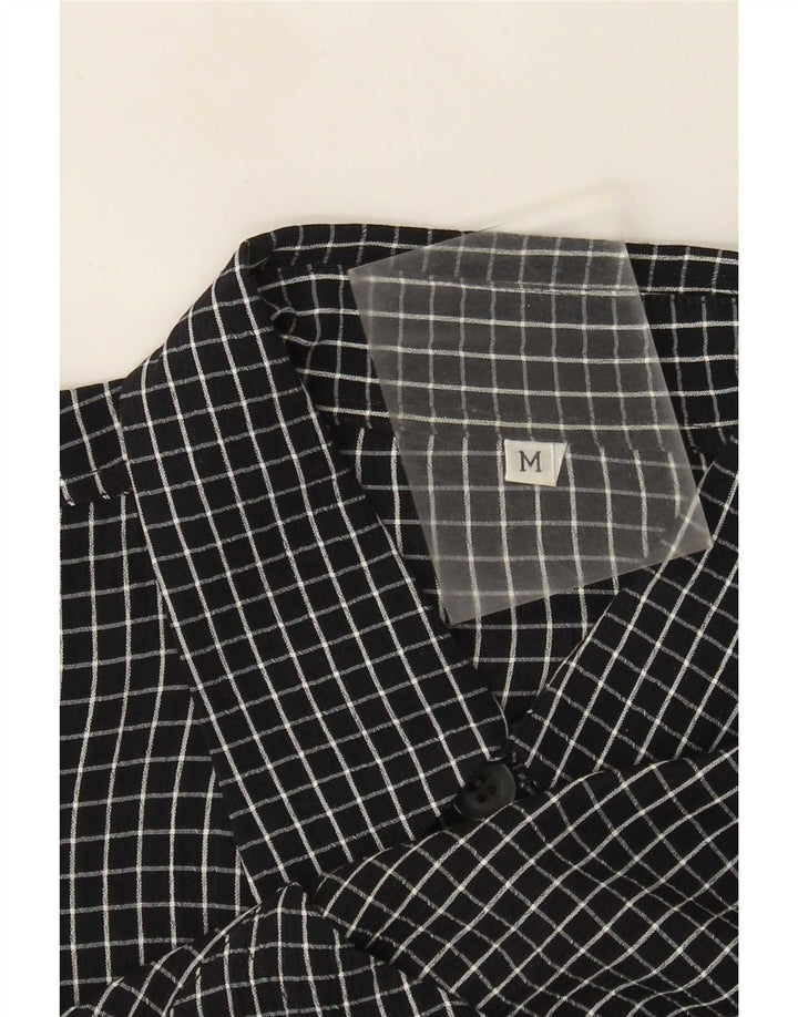 Camisa masculina vintage média xadrez preta